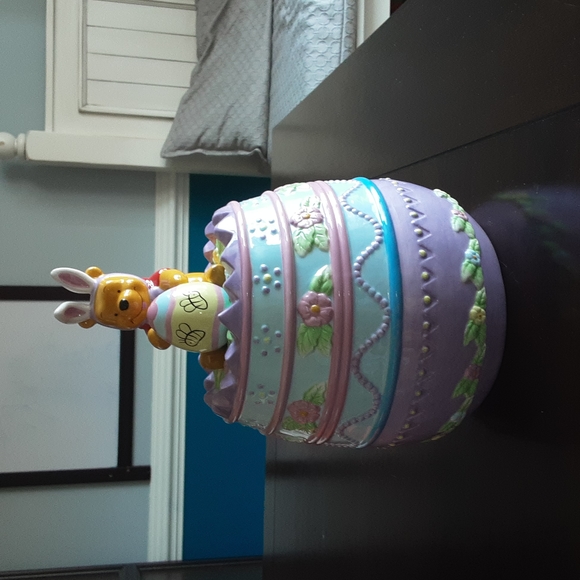 Disney Winnie the Pooh Floral Spring Easter Egg Bunny Cookie Treat Jar - Picture 2 of 7